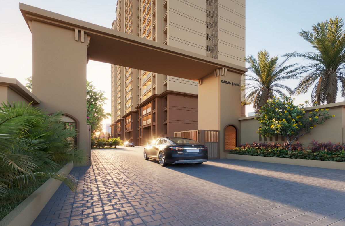 Entrance of Gagan Myra premium flats in Kondhwa Pune