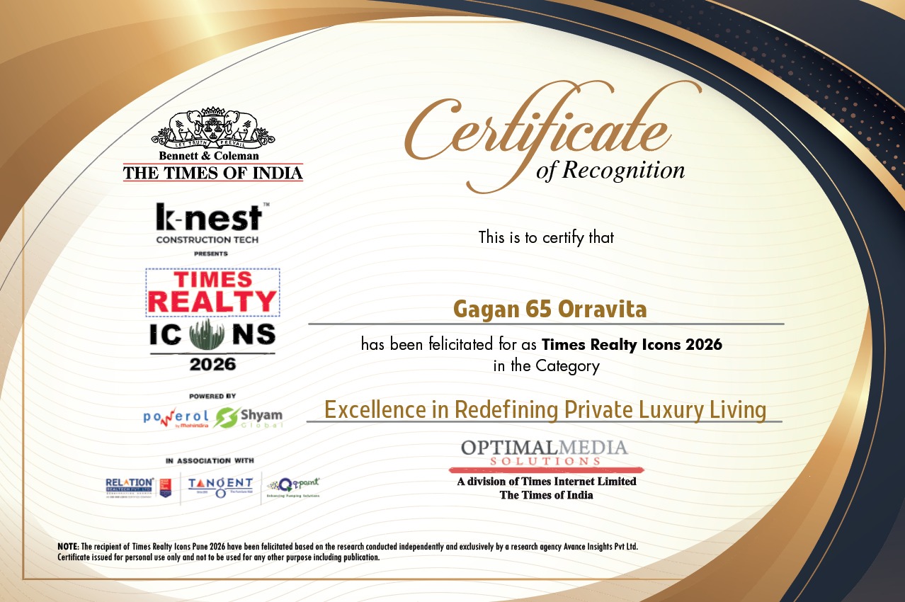 Times Realty Icons 2026 certificate - Gagan 65 Orravita